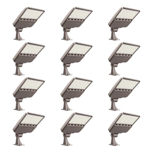 YXL LED Parking Lot Shoebox Lights with Dusk to Dawn Sensor, 21000LM 5000K Daylight, Arm Mount, IP65 Waterproof, Area Lights for Parking Lot & Stadium, 12-Pack - size: 150W Arm 12Pack