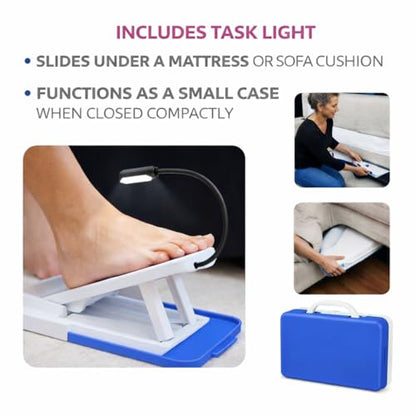 Standard At-Home Pedicure Kit & Foot Rest – Adjustable Pedicure Station for Toenail Care, Trimming, Filing & Nail Polish – Comfortable DIY Foot & Nail Care (Blue)