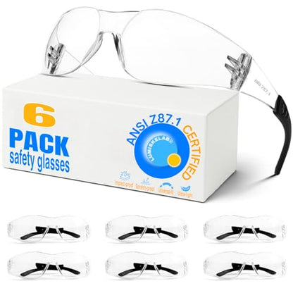 Safety Glasses Ansi Z87.1 Clear Safety Glasses Bulk Impact Scratch Resistant Lens Protective Eyewear for Men Women - color: 6pcs Clear