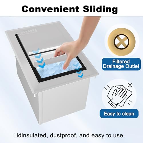 HARDURA Drop-in Stainless Steel Ice Bin