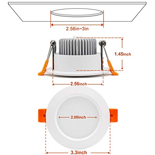 3 Inch LED Recessed Lighting, Dimmable Downlight 5W (40W Halogen Equivalent), CRI80+, 4000K Natural White, LED Ceiling Light with LED Driver, Canless Recessed Light (4 Pack) - color: 4000k (Natural White), size: White-3Inch-4Pack