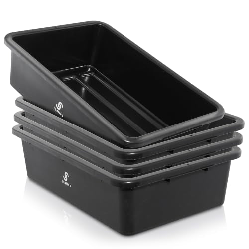 Jubilee 4-Pk Plastic Storage Bin, 32L Black Commercial Busser Utility Tub - color: Black, size: 32 L