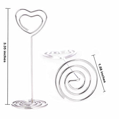 12pcs Table Number Holders Metal, 3.35 inch Place Card Stands for Wedding Centerpieces, Birthday Party - Table Card & Photo Picture Holders (Silver-Heart Shaped) - color: Silver-Heart Shaped