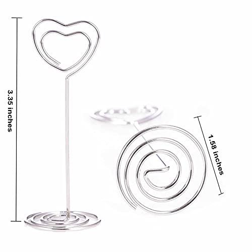 12pcs Table Number Holders Metal, 3.35 inch Place Card Stands for Wedding Centerpieces, Birthday Party - Table Card & Photo Picture Holders (Silver-Heart Shaped) - color: Silver-Heart Shaped