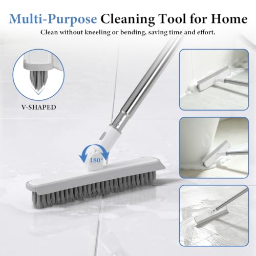 7-in-1 Shower Cleaning Tool, Floor Scrub Brush with 47" Long Handle
