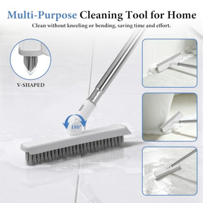 7-in-1 Shower Cleaning Tool, Floor Scrub Brush with 47" Long Handle