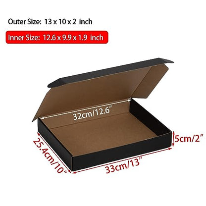 13x10x2 Inches Shipping Boxes Pack of 25, Packaging Corrugated Cardboard Mailer Boxes for Small Bussiness, Black - size: 13 x 10 x 2 inch