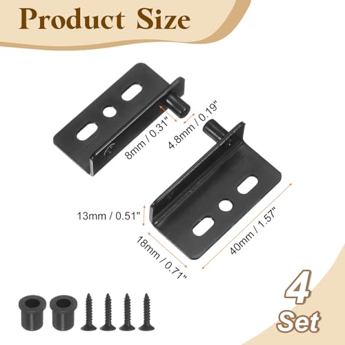 uxcell 4Set Pivot Hinge, 40 x 18 mm Heavy Duty Iron Concealed Shaft Door Hinges with Bushing Kit for Furniture Cabinets Wood Doors, Black - color: Black