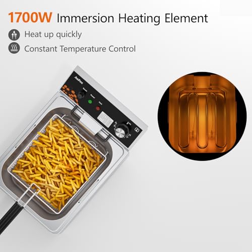 Commercial Deep Fryer 10.5Qt Countertop Fryer 1mm Thickened Stainless Steel - size: 10.56 Qt