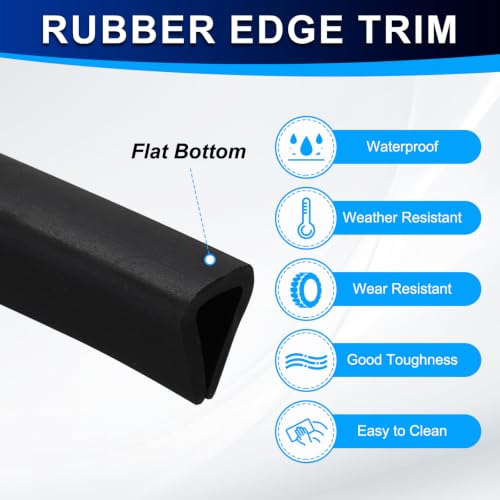 PATIKIL U Channel Rubber Edge Trim 8.2Ft Long for 13/64"–15/64" Thick Edge - size: 8.2Ft L x 23/64" W, 15/64" Slot