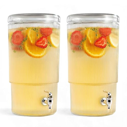 2-PACK Capri Drink Dispenser - Glass Beverage Dispenser, 100% Leakproof Spigot Perfect For Parties And Daily Use Lead-Free Glass, Beautiful Design, 1.8 Gallon - color: Clear-1.8 Gallon