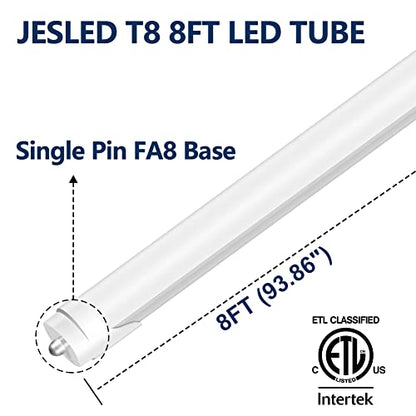 JESLED T8 T10 T12 8FT LED Tube Light Bulbs, 50W 6000LM, 5000K Daylight - color: Frosted, size: 12 Count (Pack of 1)