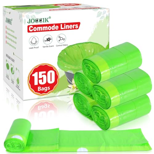 Commode Liners for Bedside Commode Vanilla Scented 150pcs Disposable Bags Universal Fit Most Standard Toilet Chair Bucke