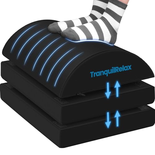 TranquilRelax Foot Rest Under Desk, 3-Height Adjustable Foot Stool, Black - color: Black, size: X-Large