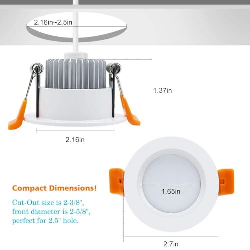 2 Inch LED Downlight, Recessed Lighting Dimmable Ceiling Light, 3W, 2700K Ultra Warm White, CRI80 with LED Driver(35W Halogen Equivalent), 1 Pack - color: Ultra Warm White, size: White/1 Pack