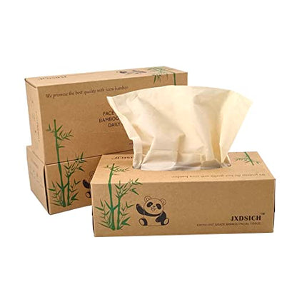 Bamboo Facial Tissues，soft nature bamboo facial tissue,100% virgin bamboo,Bulk carton of 8 boxes (100 Tissues per boxes,800 Tissues Total) | kraft paper Box, 3 Ply tissues