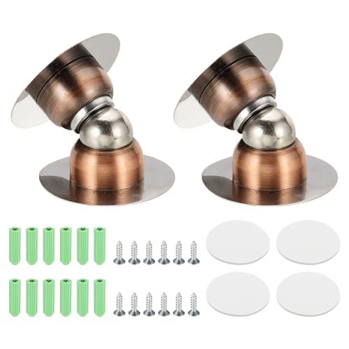 uxcell 2PCS 1.9" Magnetic Door Stoppers, Wall Floor Mounted Magnetic Door Catch Holder, Stainless Steel Door Stops for Bedroom, Bathroom, Kitchen, Office, Red Copper - color: Copper, size: 1.9"