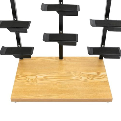 Commercial Clothing Store Shoe Rack Retail Store Shoe Display Shelf Free Standing Shoes Shelf Single Sided Shoes Racks 18 Compartments 24.25lbs Load Capacity (31.5 * 59.06in, Black, Wood) - color: Black, Wood