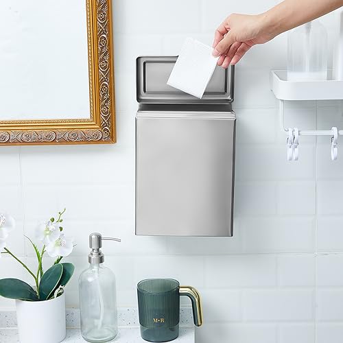 Tioncy 2 Pcs Sanitary Napkin Receptacle Wall Mounted,Natural Color - color: Natural Color