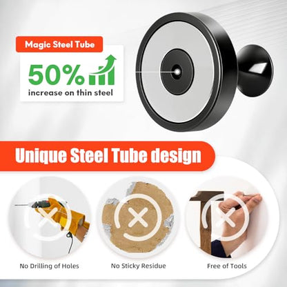 Neosmuk Magnetic Hooks Steel Tube Design for Cruise,80lb+ Black,6 Pack - color: Black, size: 6P