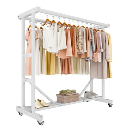 Stainless Steel Rolling Clothes Rack, 55 Inch Large Size, 700 LBS Capacity - color: White