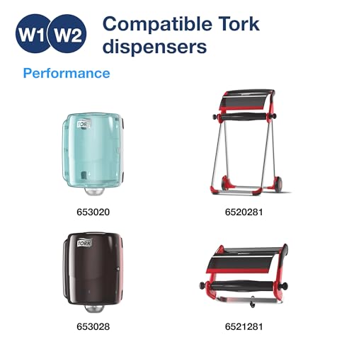 Tork Industrial Wiper Blue W1/W2, Centerfeed, 2 x 375 Sheets, 13244101 - size: 10 inches (Case of 2 Rolls)