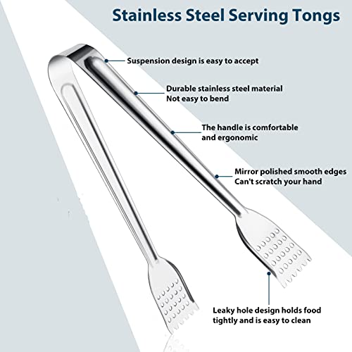 8 Pack 7-Inch Stainless Steel Serving Tongs, Mini Buffet Tongs for Appetizers, Desserts, Salad Bar, Ice, Sugar and Candy - size: 7 Inch （8 Pack）