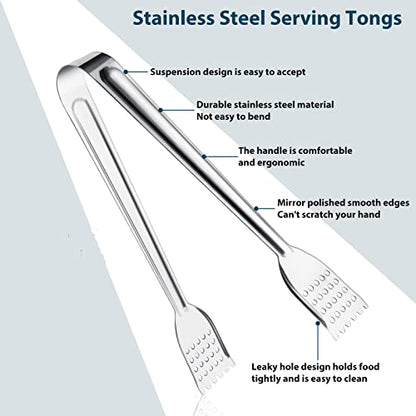 8 Pack 7-Inch Stainless Steel Serving Tongs, Mini Buffet Tongs for Appetizers, Desserts, Salad Bar, Ice, Sugar and Candy - size: 7 Inch （8 Pack）