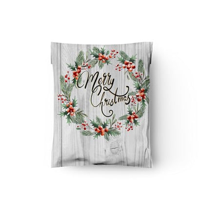 10x13 (100) Christmas Wreath Designer Winter Poly Mailers Self Sealing Waterproof Shipping Envelopes Holiday Premium Printed Bags For Small Businesses - color: Christmas Wreath, size: 10x13