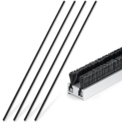 Pushglossy 4 Pcs 42inch Commercial Door Astragal Seal with Weatherstripping - size: 42 Inch