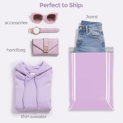 Fuxury Poly Mailers 10x13" 100 Pack,Shipping Bags For Clothing,Light Purple - color: Light Purple, size: 10x13'' 100pcs
