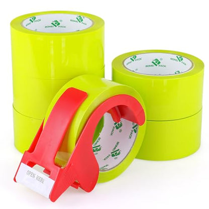 BOMEI PACK Light Yellow Packing Tape Refills - 6 Rolls of Heavy Duty Shipping and Moving Packing Tape - Yellow Strong Packaging Tape for Boxes, Packing and Moving Supplies - 1.88 in. x 60 Yards - color: light yellow