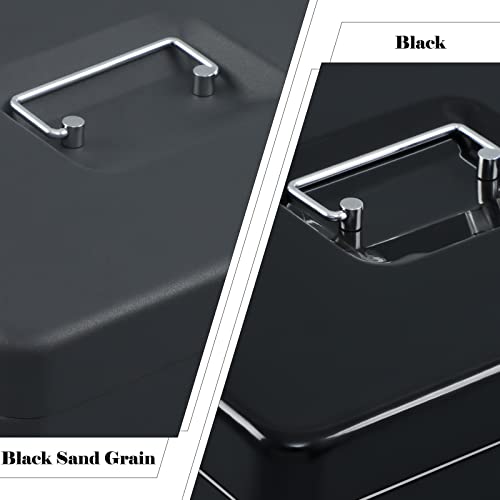 xydled Cash Box with Key Lock, Metal Money Box, Safe Storage box, Black - color: Black Key Lock