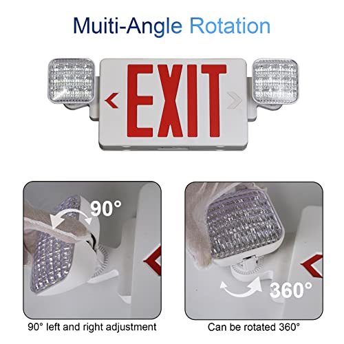GZRUIYANG Exit Sign with Emergency Lights Red, LED Emergency Exit Light with Battery Backup, UL 924 Certified, AC 120/277V, Commercial Emergency Lights Combo for Business - 2 Pack - color: White Housing Red Letter, size: 2 Pack