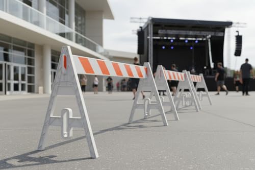 Type 1 A-Frame Plastic Barricade with Reflective Double Sided 8 Foot Rail-A Frame legs and Rails ship separate.
