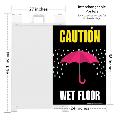 Caution Wet Floor Umbrella Folding Floor Sign, 24x36 Inches, Portable A Frame, Made in USA by My Sign Center - size: 24x36 Plastic