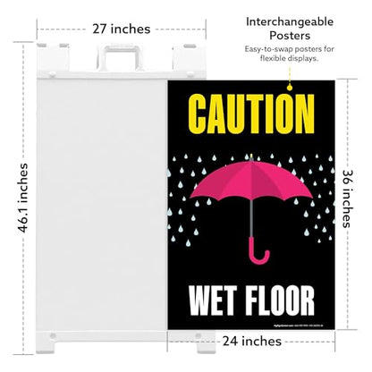 Caution Wet Floor Umbrella Folding Floor Sign, 24x36 Inches, Portable A Frame, Made in USA by My Sign Center - size: 24x36 Plastic