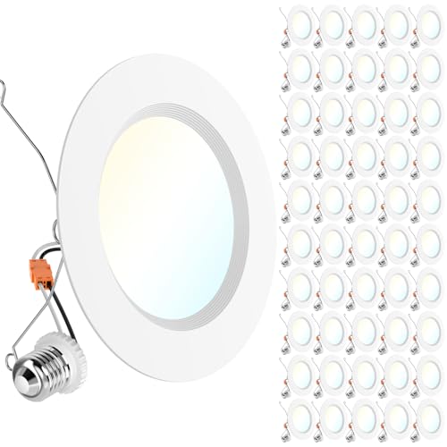 Sunco 50 Pack 6 Inch Retrofit LED Recessed Lights, 5CCT, 15W=120W Dimmable - size: 50 Pack