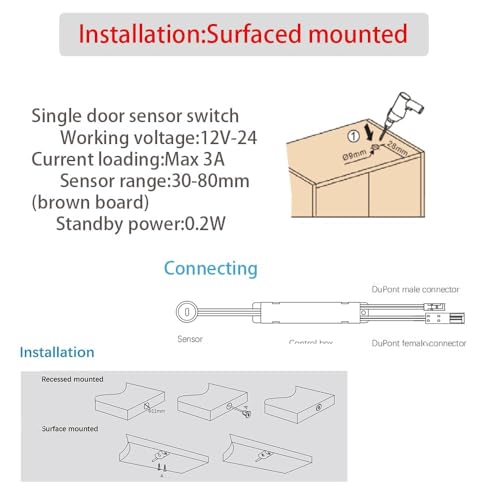 VST Single Door IR Sensor Switch for LED Lights, Black(DC 12/24V 3A) - color: Black