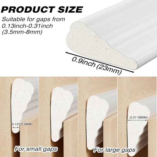 196" White Wedge Weather Stripping Door Seal, Foam Door Gap Seal - color: White, size: 196"