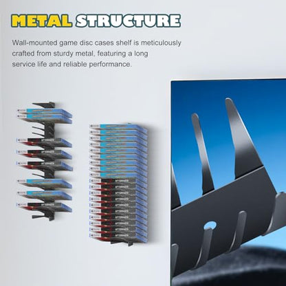 Video Game Storage Wall Mount - 8PCS Heavy-Duty Metal Game Case Holder Media Storage Shelves for PS, Xbox, DVD, Switch Game Organizer Display Stand, Holds up to 152 - size: 8-Pack