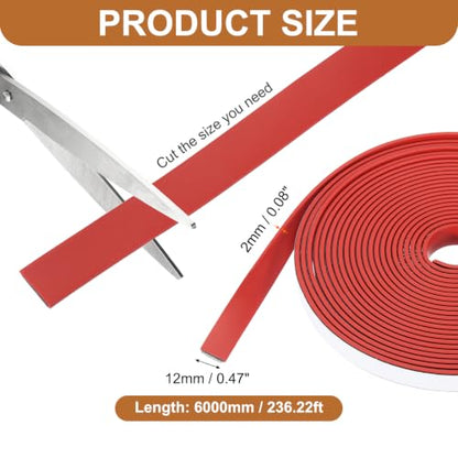 Smoke Fire Seal Strip 19.7 Feet 12mm/0.47" Wx2mm/0.08" T Red - color: Red, size: 19.7 FT x 12mm / 0.47" W x 2mm / 0.08" T