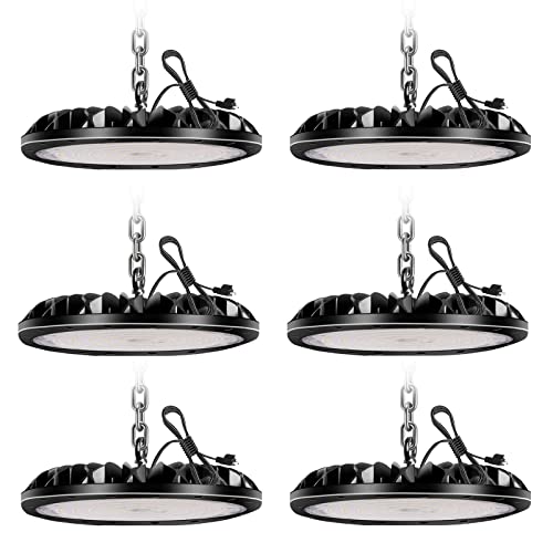 200W 20000LM UFO LED High Bay Light, Non-Dim High Bay LED Shop Light, 6000K Commercial Lights, IP65 Waterproof Industrial Bay Lighting for Shop/Garage/Warehouse/Workshop/Factory/Barn, 6 Pack - color: 6 Pack, size: 200W
