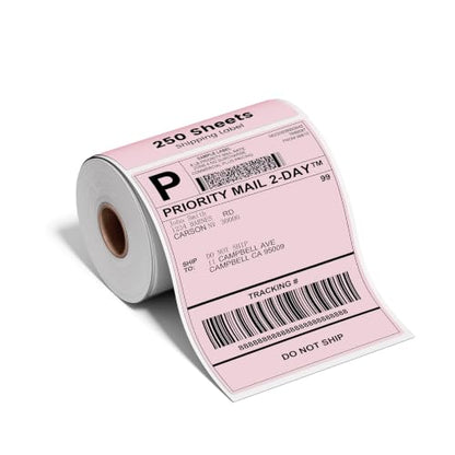 Phomemo Pink 4x6 Thermal Label, Shipping Labels Pack of 250 4x6 Roll Labels, Compatible with Phomemo, Zebra, Rollo, Jadens and Other Thermal Printers - color: Pink-250