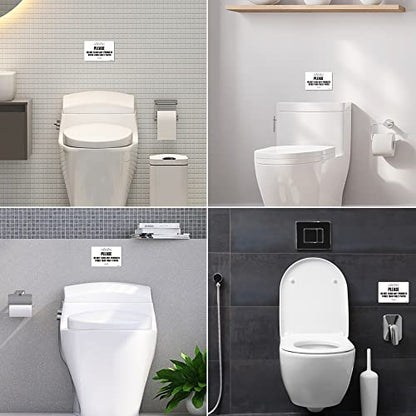 Flush Toilet Paper Only Sign 2 Pack 4" x 6" Acrylic Premium Finish Please Do Not Flush Signs,Durable, Include Adhesive Backing White