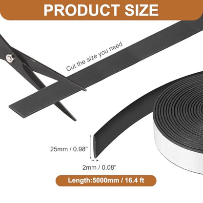 Smoke Fire Seal Strip 16.4Ft 25mm / 0.98" W x 2mm/0.08" T Black - color: Black, size: 16.4FT x 25mm / 0.98" W x 2mm/0.08" T