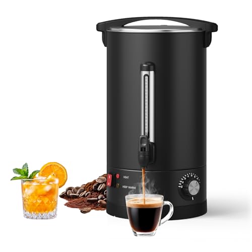 120-Cup (18L) Commercial Coffee Urn – Stainless Steel Double-Wall Insulated Hot Beverage Dispenser with Faucet & Auto Temperature Control for Catering, Office & Weddings – Black - size: 120 Cups/18L