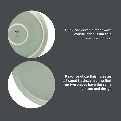 Gibson Elite Pasco 16 Piece (Service for 4) Plates and Bowls Double Bowl Reactive Glaze Dishes Stoneware Ceramic Dinnerware Set - Green - color: Green (Pasco)