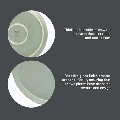 Gibson Elite Pasco 16 Piece (Service for 4) Plates and Bowls Double Bowl Reactive Glaze Dishes Stoneware Ceramic Dinnerware Set - Green - color: Green (Pasco)