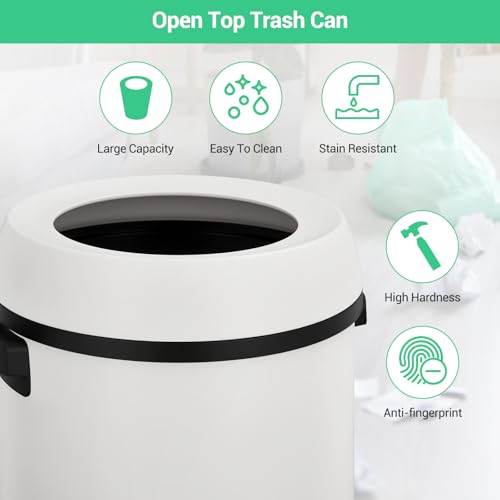 Garvee 17 gal/65 L Trash Can, Fingerprint-Proof Stainless Steel Open Top Garbage Can, Heavy Duty Commercial Round Trash Bin for Restaurant, Home, Office,White - color: White, size: 17 Gallon Open Top